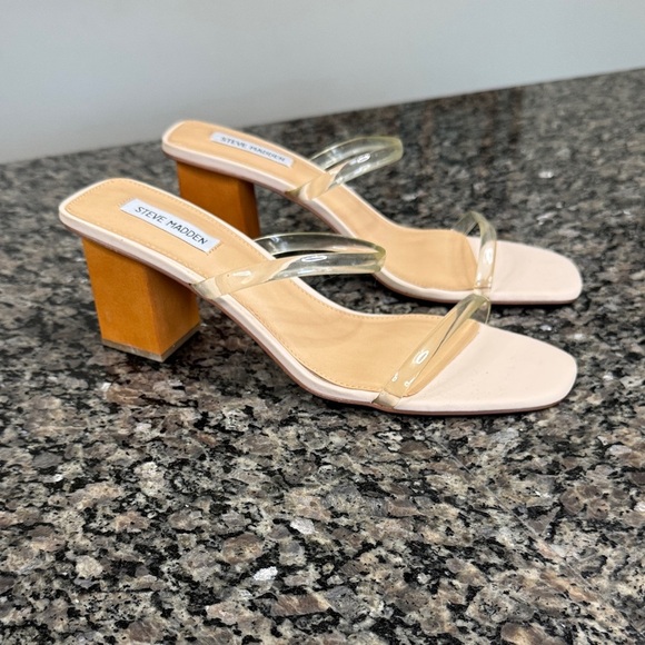 Steve Madden Clear and Nude Block Heel Sandals NWT 13 - Picture 1 of 11